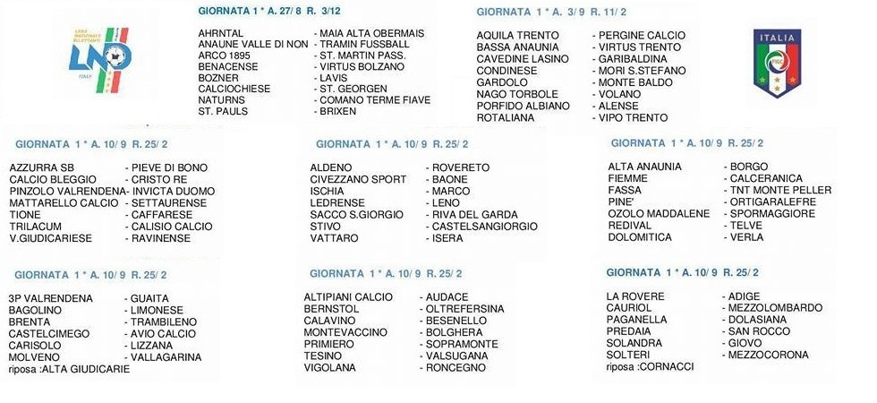 Dall'Eccellenza alla Promozione, dalla Prima alla Seconda, ecco tutti i calendari del calcio di casa nostra
